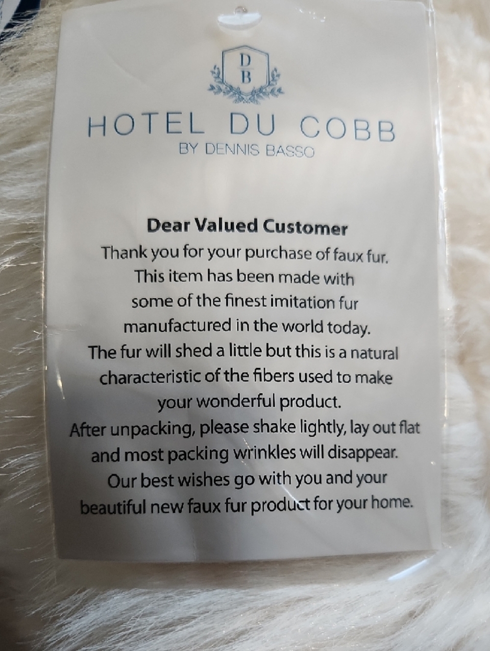 Hotel Du Cobb, Dennis basso Ivory Faux Fur Throw with Lush Pile - Picture 2 of 5